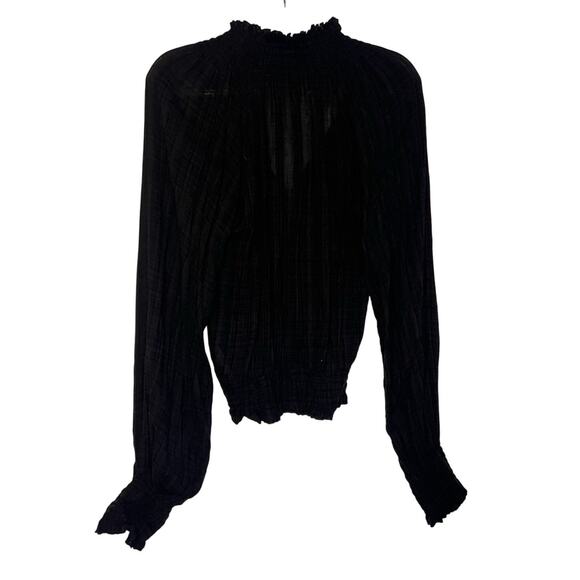 Free People Black Long Sleeve Flowy Top S - Picture 2 of 3